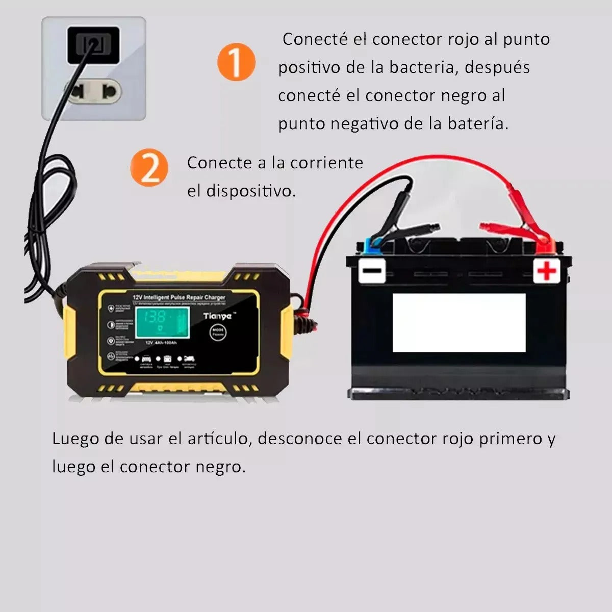 Cargador Inteligente 12V para Baterías de Carro y Moto